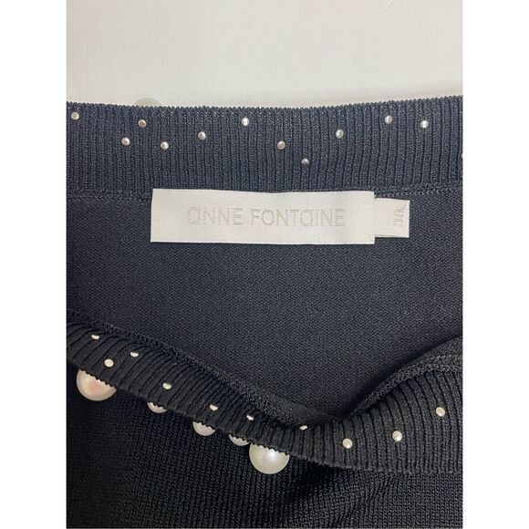 Anne Fontaine Primera Top Black Off The Shoulder Sweater With Pearls Size 38 (US - Picture 5 of 12